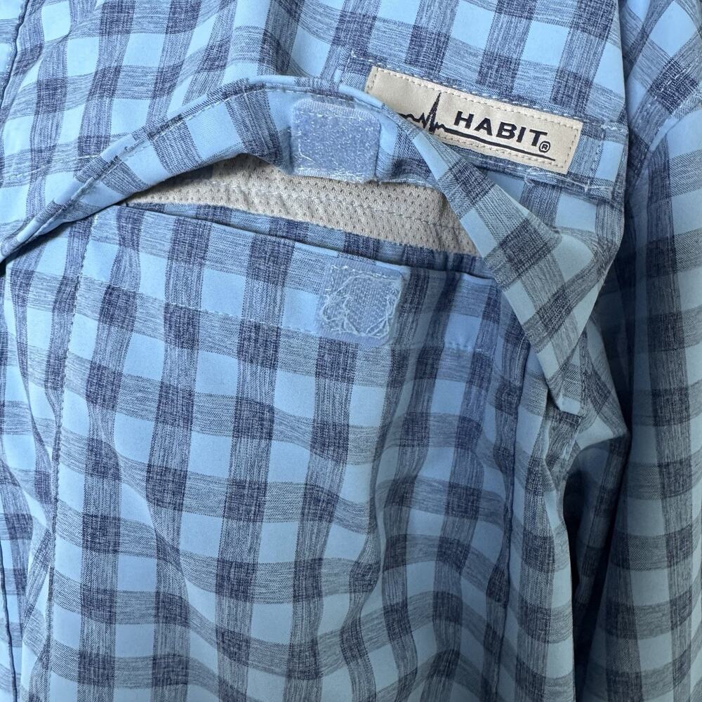 Habit Fishing Shirt Mens 3XL Blue Plaid Long Sleeve Vented Performance Outdoors - Picture 6 of 13